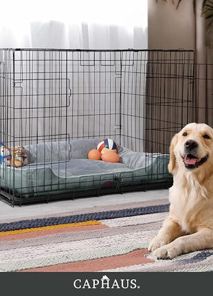CAPHAUS Foldable Dog Crate Wire Metal Dog Kennel w/Leak-Proof Pan & Protecting Feet & Divider Panel, Single or Double Door, Small, Medium & Large Indoor Wire Cage, 24” w/Single Door