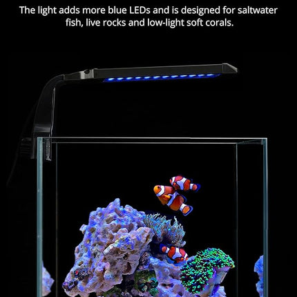 NICREW Marine Clip on Aquarium Light, Saltwater Fish Tank Light for Coral Reef Tanks with LCD Timer, 2 Lighting Modes