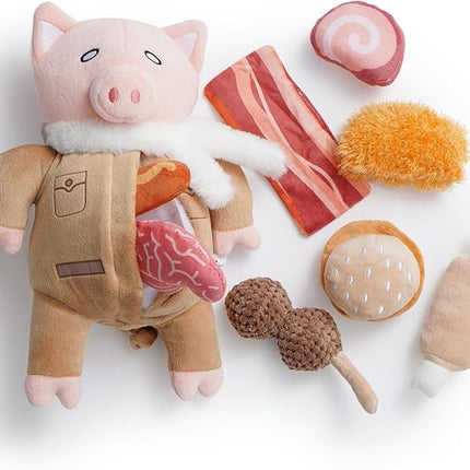 Nocciola Stuffed Pig Dog Toys: Funny Squeaky Crinkle Dog Chew Toys for Small Medium Breed, Plush Puzzle Cognitive Training Pet Enrichment Supplies, Hide and Seek Dog Christmas Stocking Stuffers