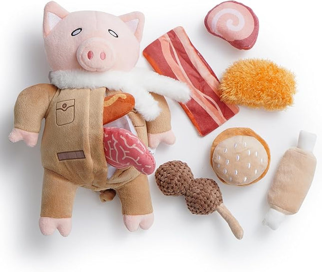 Nocciola Stuffed Pig Dog Toys: Funny Squeaky Crinkle Dog Chew Toys for Small Medium Breed, Plush Puzzle Cognitive Training Pet Enrichment Supplies, Hide and Seek Dog Christmas Stocking Stuffers