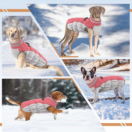 Large Dog Coat, XXLarge Dog Winter Coat, Waterproof Pet Jacket with Back Zipper,Extra Large Pet Coats, Warm Fleece Jacket with D-Ring, Windproof Winter Clothes Golden Retriever,Pink,XXL