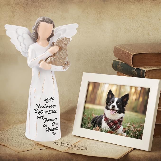 Loss of Dog Sympathy Gift, Dog Memorial Gifts, Angel Figurine, Remembrance Keepsake, Pet Sympathy Gift(Light Brown-S Size)