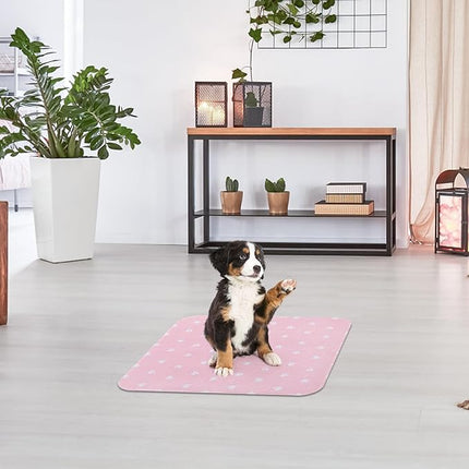 PUPTECK Washable Pee Pads for Dogs - Waterproof Reusable Puppy Potty Training Pads Whelping Mat - Fast Absorption Non-Slip Pet Food Feeding Mat (Pink, 34x36 Inch (Pack of 2))