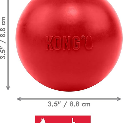KONG Ball with Hole - Durable Dog Fetch Toy for Training, Interactive Playtime & More - Classic Natural Rubber Ball - Red - for Large/X-Large Dogs