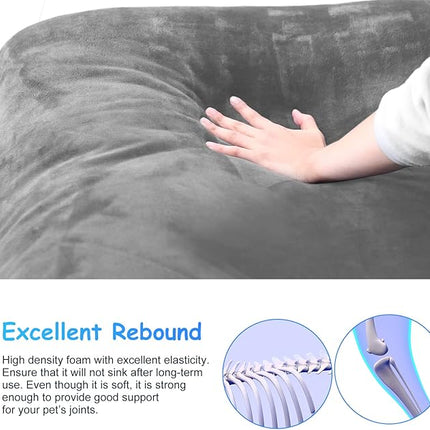 Magic Dog Super Soft Large Dog Bed, 39 Inches Orthopedic Foam Pet Beds with Anti Slip Bottom, Dog Sleeping Mattress with Removable and Washable Cover, Grey