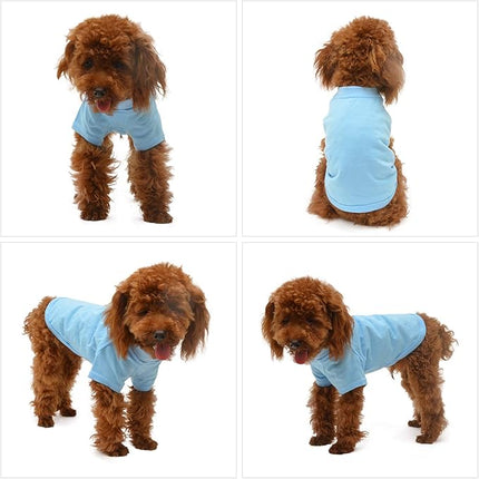 Lovelonglong Pet Clothing Dog Costumes Basic Blank T-Shirt Tee Shirts for Medium Dogs Light-Blue XXL