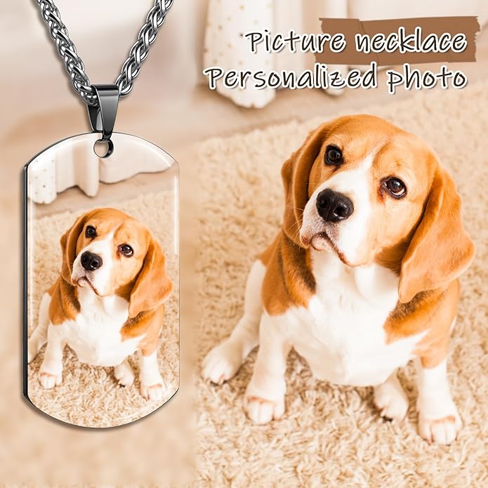 Custom Pet Necklace, Personalized Dogs Necklaces for Women, Dogs Remembrance Jewelry, Picture Necklace Personalized Photo, Customized Dog Memorial Gifts for Loss of Dog