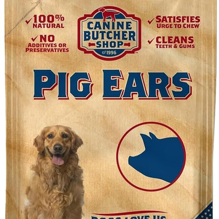 Pig Ears for Dogs Large, Sourced & Made in USA, Natural Dog Chew Treat, Large & Small Dogs, Aggressive Chewers (6-Pack)