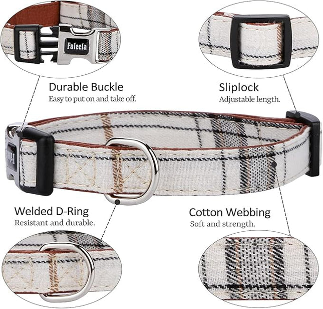 Faleela Soft &Comfy Bowtie Dog Collar,Detachable and Adjustable Bow Tie Collar,for Small Medium Large Pet (M, Beige)