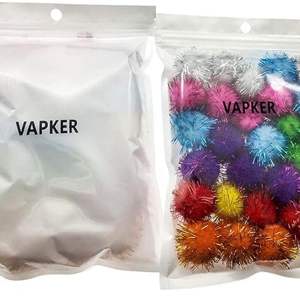 VAPKER 30 Piece Assorted Color Sparkle Balls Cat's Favorite Toy Tinsel Pom Poms Glitter