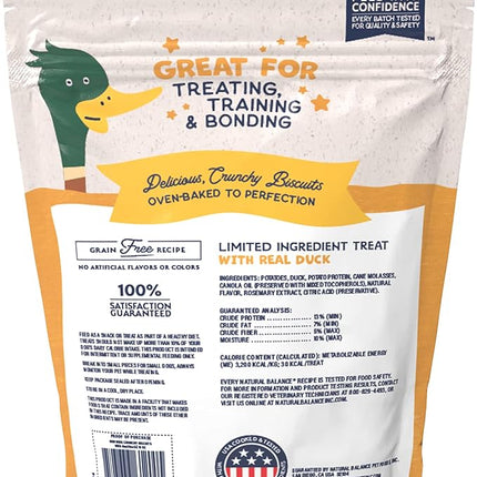Natural Balance Limited Ingredient Rewards Crunchy Biscuits, Bite-Size Grain-Free Dog Treats for Small-Breed Dogs, Made with Real Duck, 8 Ounce (Pack of 1)