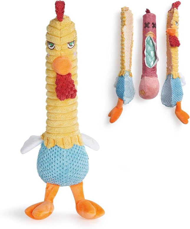 Nocciola 3 in 1 Rip and Reveal Chicken Dog Toy, Suprise Toys Inside- Durable Stuffed Squeaky Crinkle Chew Animal Toy for Medium Large Breed, Funny Cute Teething Keep Busy Pet Supplies