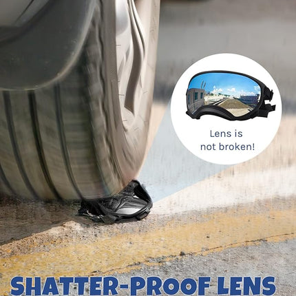 Large Dog Sunglasses, Dog Goggles Large Breed and Medium, UV Protection, Windproof, Dustproof and Snowproof. Shatterproof Lens, Adjustable Strap