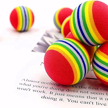 PET SHOW 10pcs 1.38" Red Rainbow Cat Toy Balls Soft EVA Foam Interactive Indoor Kittens Favorite Toys 35mm Dia. Small Dogs Puppies Toy Balls Bulk Activity Chase Quiet Play Sponge Ball