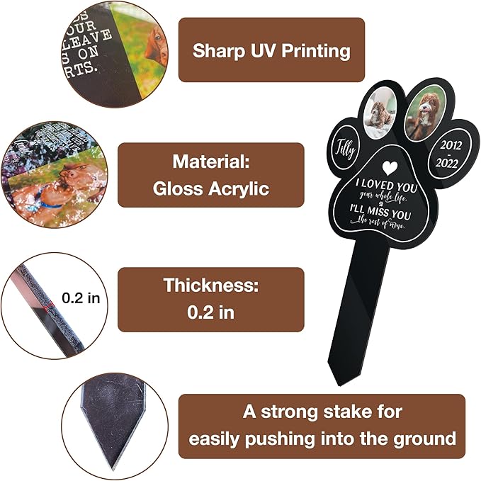 Customized Dog Grave Markers Outdoor Pet Memorial Cross Pet Grave Markers Personalized Pet Crosses For Graves Garden Decor to Remember Your Dogs Custom Stake Grief Funeral In Loving Memory