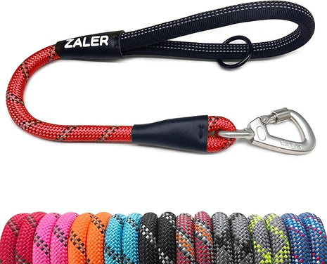 ZALER Short Dog Leash, 26 Inches Rope Traffic Leashes for Dogs, Reflective Dog Lead with O-Ring, Heavy Duty Pet Leash for Large and Medium Dogs (26'' Red)