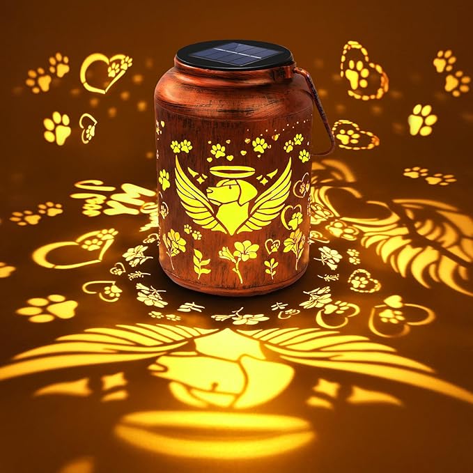 Dog Memorial Solar Lanterns, Thoughtful Angel Paw Memorial Gifts for Loss of Dog, Pet Sympathy Passing Away Remembrance Bereavement Gift for Outdoor Pet Death Memorials Funerary Garden Grave