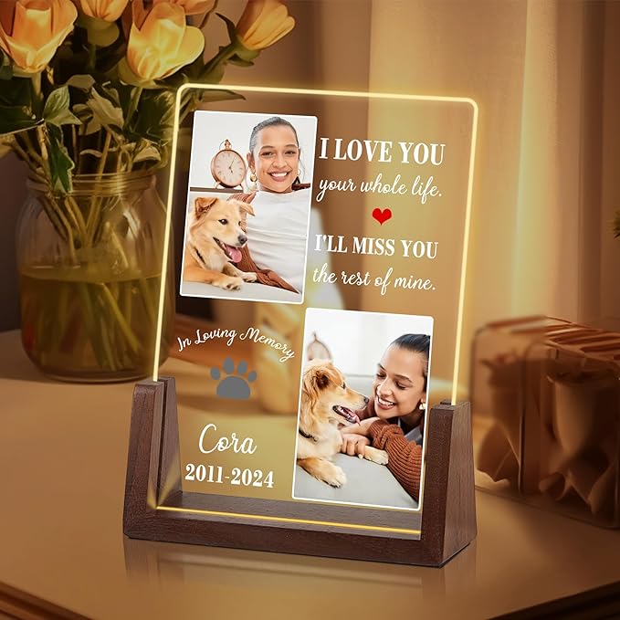 Customized Dog Memorial Gifts for Loss of Dog, Dog Memorial Gifts, Dog Memorial Gifts, Dog Loss Sympathy Gift, Pet Memorial Gifts, Pet Memorial Acrylic Light, Cat Memorial Gifts, Gifts for Pet Lovers