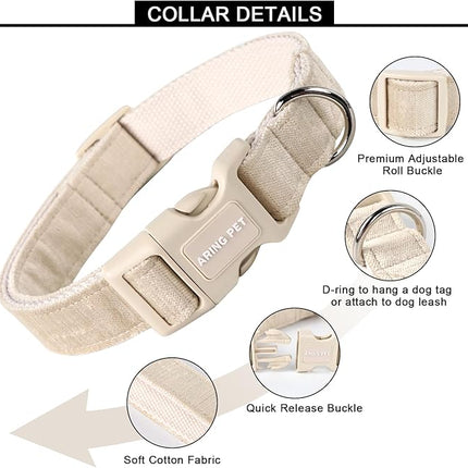 ARING PET Cotton Dog Collar-Soft Dog Collar for Small Dogs, Lightweight Comfortable Pet Collars with Quick Release Buckle for Small Medium Large Dog