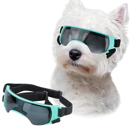LESYPET Dog Goggles for Small Medium Dogs, UV Protection Dog Sunglasses with Foam Padded, Windproof Eye Protection Puppy Sunglasses for Riding Driving, Adjustable, Blue