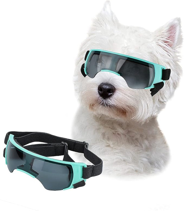LESYPET Dog Goggles for Small Medium Dogs, UV Protection Dog Sunglasses with Foam Padded, Windproof Eye Protection Puppy Sunglasses for Riding Driving, Adjustable, Blue