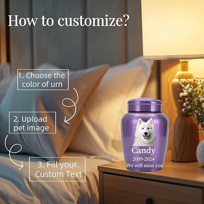 Dog Urn Personalized,Custom Pet Urns for Cats,Cat urn,Urns for Large Dogs,Urns for Dog and Cat Ashes,Pet Memorial Gifts Engraved