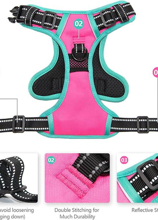 PHOEPET 2019 Reflective Dog Harness Large Breed (XL, Pink)