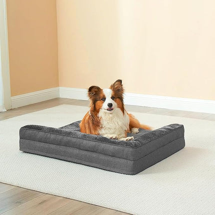 EHEYCIGA Memory Foam Orthopedic XL Dog Bed, Washable Dog Bed with Waterproof Lining Removable Cover, Extra Large Pet Sofa with Nonskid Bottom XLarge Pet Couch Bed, 44x32 Inches, Dark Grey