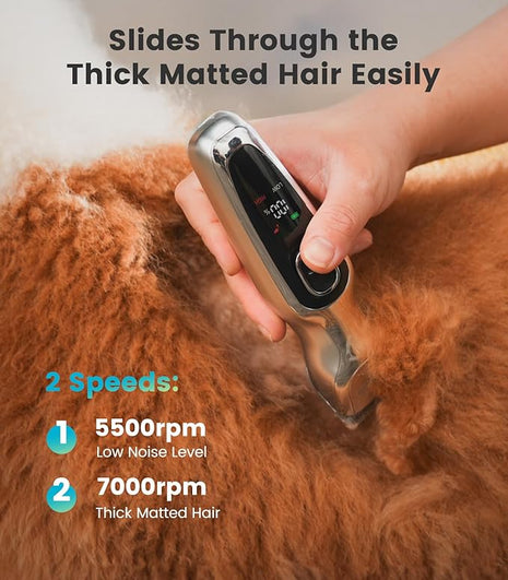 oneisall Dog Clippers for Grooming Thick Hair, Low Noise Cordless Dog Shavers, 2-Speed Pet Hair Trimmer Grooming Kit for Home Groomer