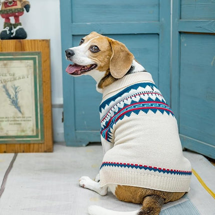 BINGPET Elastic Turtleneck Sweater for Medium Large Dogs - Sleeveless Knit Puppy Sweater for Girls Boys - Christmas Fall Winter White, L