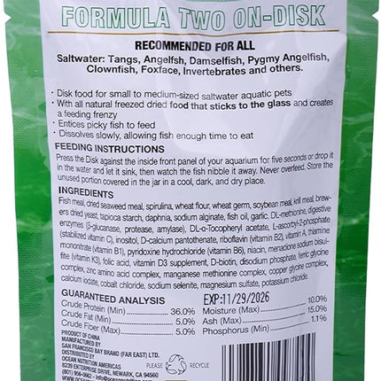Ocean Nutrition Fish Food Formula Two On-Disk - All-Natural Fish Food for Saltwater Omnivore, Tangs, Angels, Clownfish, Pygmy Angelfish, High Protein (36%), 2.1 oz (60 g), Large Size