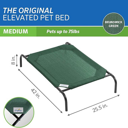 Coolaroo The Original Cooling Elevated Pet Bed, Medium, Brunswick Green