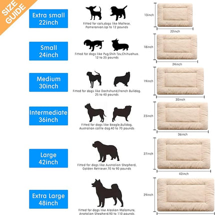 Dog Beds Crate Pad for Extra Small Dogs Ultra Soft Dog Crate Bed Washable & Anti-Slip Kennel Pad for Dogs Cozy Sleeping Mat,Cream 22inch