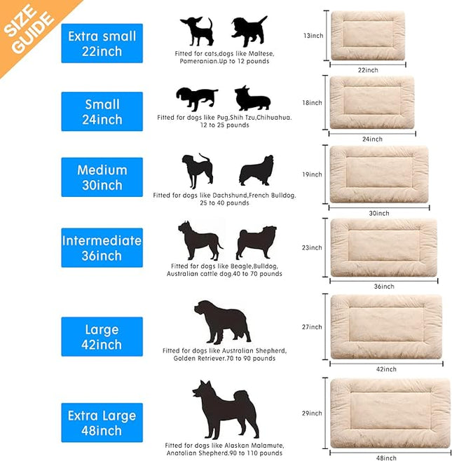 Dog Beds Crate Pad for Extra Small Dogs Ultra Soft Dog Crate Bed Washable & Anti-Slip Kennel Pad for Dogs Cozy Sleeping Mat,Cream 22inch