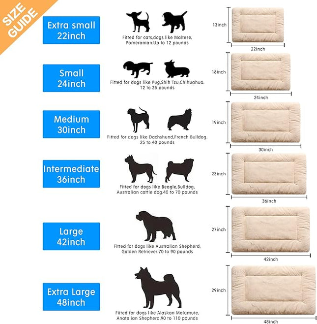 Dog Beds Crate Pad for Medium Dogs Fit Dog Crates,Washable & Anti-Slip Kennel Pad for Dogs Cozy Sleeping Mat,Cream 30inch