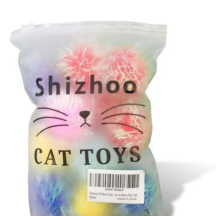 30 Pieces 1.2 inches Sparkle Pom Pom Balls for Cat - Interactive Glitter Balls, Multicolor, Best as Kitten Play Toys