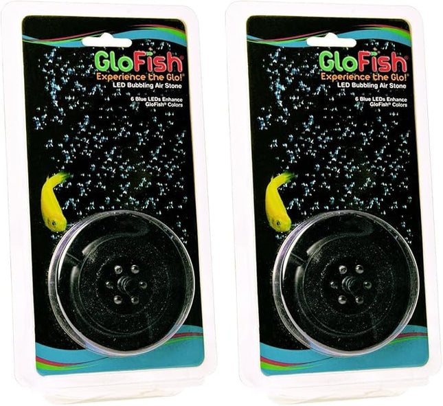 GloFish Blue LED Bubbler, Aquarium Lights with Air Stone for Fish Tanks 2.6-Inch x 4-Inch x 0.5-Inch (Pack of 2)