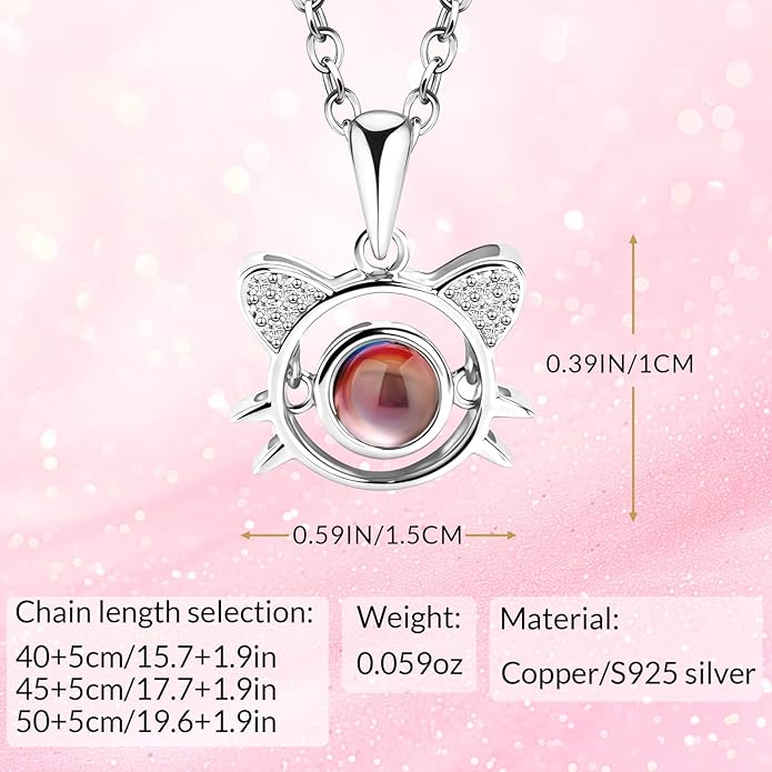 Personalized Picture Necklace with picture inside Custom Projection Necklace Cat/Dog Paw Print Pet Memorial Necklaces for Pet Lovers, Photo Gifts for Anniversary Dog Lovers