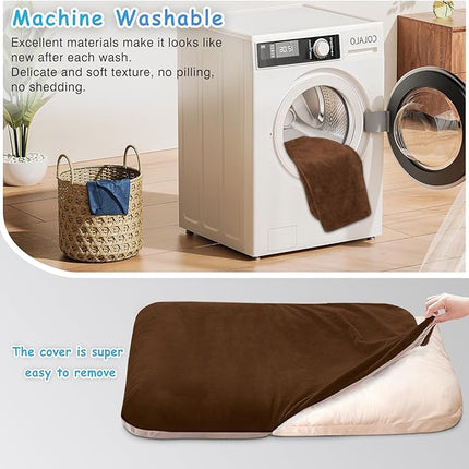Magic Dog Super Soft Large Dog Bed Orthopedic Pet Beds 39 Inch Washable Anti Slip Dog Sleeping Mattress with Removable Cover, Dark Brown L