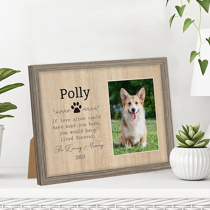 Personalized Pet Memorial Gifts with Photo for Loss of Dog, Custom Canvas Wall Art with Name and Date, Customized Decor Print with Framed, Pet Loss Sympathy Gifts for Dog Lover Owners