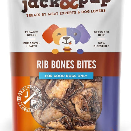 Jack&Pup Rib Bones for Dogs, All Natural Beef Bones for Dogs, Single Ingredient Bone Marrow, Dog Rib Bone Bites (24 Oz Bag)