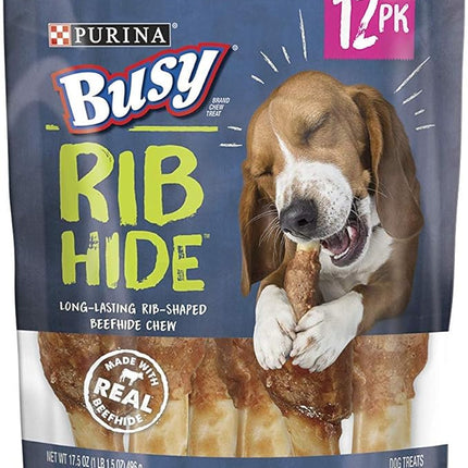 Busy Purina Busy Small/Medium Breed Dog Rawhide Treat, Rib Hide - 12 ct. Pouch