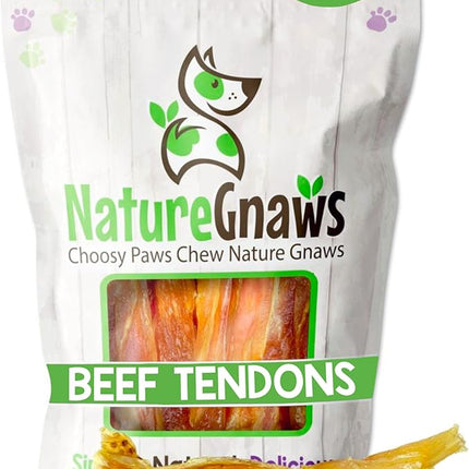 Nature Gnaws Beef Tendons for Dogs 4-5" (12 Count) - Mixed Thickness - Long Lasting for Small and Medium Dogs - Natural Beef Jerky Dog Chew Bones - Rawhide Free