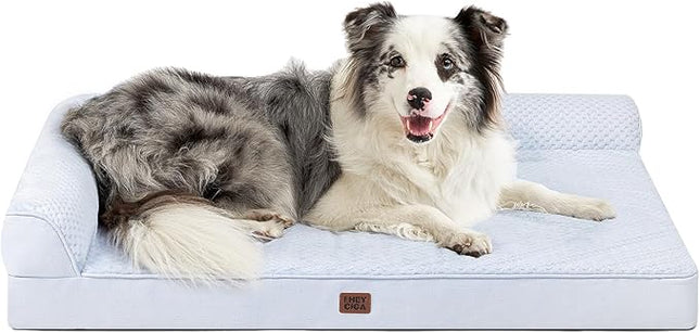 EHEYCIGA Memory Foam Dog Bed XLarge Sized Dogs, Extra Large Dog Bed Orthopedic with Washable Removable Cover, Waterproof XL Pet Bed Couch for Crate, 41x27x6.5 Inches, Washblue