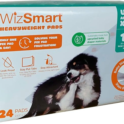 WizSmart Heavyweight Dog Pee Pads for Large Dogs, Puppies, Seniors – Ultra Absorbent, Leak Proof, Odor Control, Quick Dry, XL Training Pads with Stay Put Tabs – 23.5" x 31.5", 14 Cup Capacity