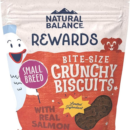 Natural Balance Limited Ingredient Rewards Crunchy Biscuits, Bite-Size Grain-Free Dog Treats for Small-Breed Adult Dogs, Made with Real Salmon, 8 Ounce (Pack of 1)