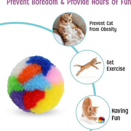 Ethical SPOT Kitty Yarn Puffs Colorful Woolen Yarn Cat Toy Contains Catnip 1.5" Pack of 4 Pet