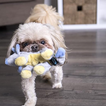 goDog Dinos Frills Squeaky Plush Dog Toy, Chew Guard Technology - Gray, Small