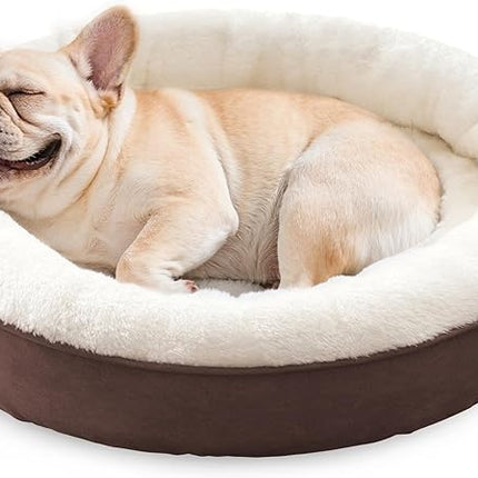 Love's cabin Round Donut Cat and Dog Cushion Bed, 30in Pet Bed for Medium or Large Dogs, Anti-Slip & Water-Resistant Bottom, Soft Durable Fabric Pet beds, Washable Calming Cat & Dog Bed Brown