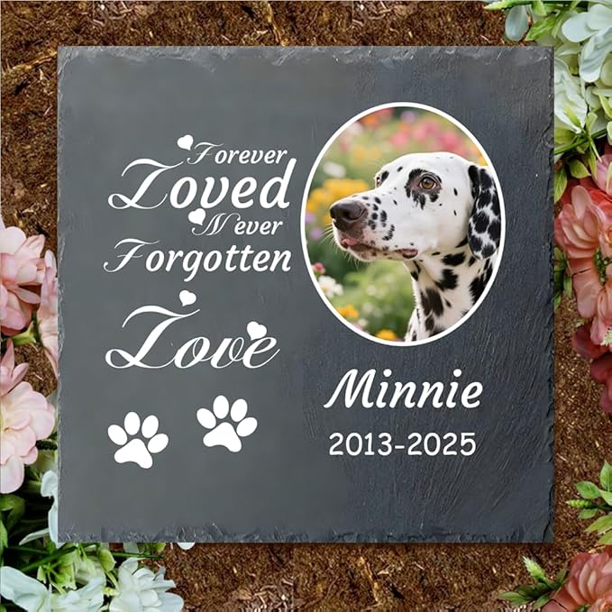 Dog Memorial Gifts for Loss of Dog, Personalized Pet Memorial Stone, Custom Dog Grave Marker with Name & Photo, Sympathy Gifts for Bereaved Pet Owners, Cemetery Decor (Style H)